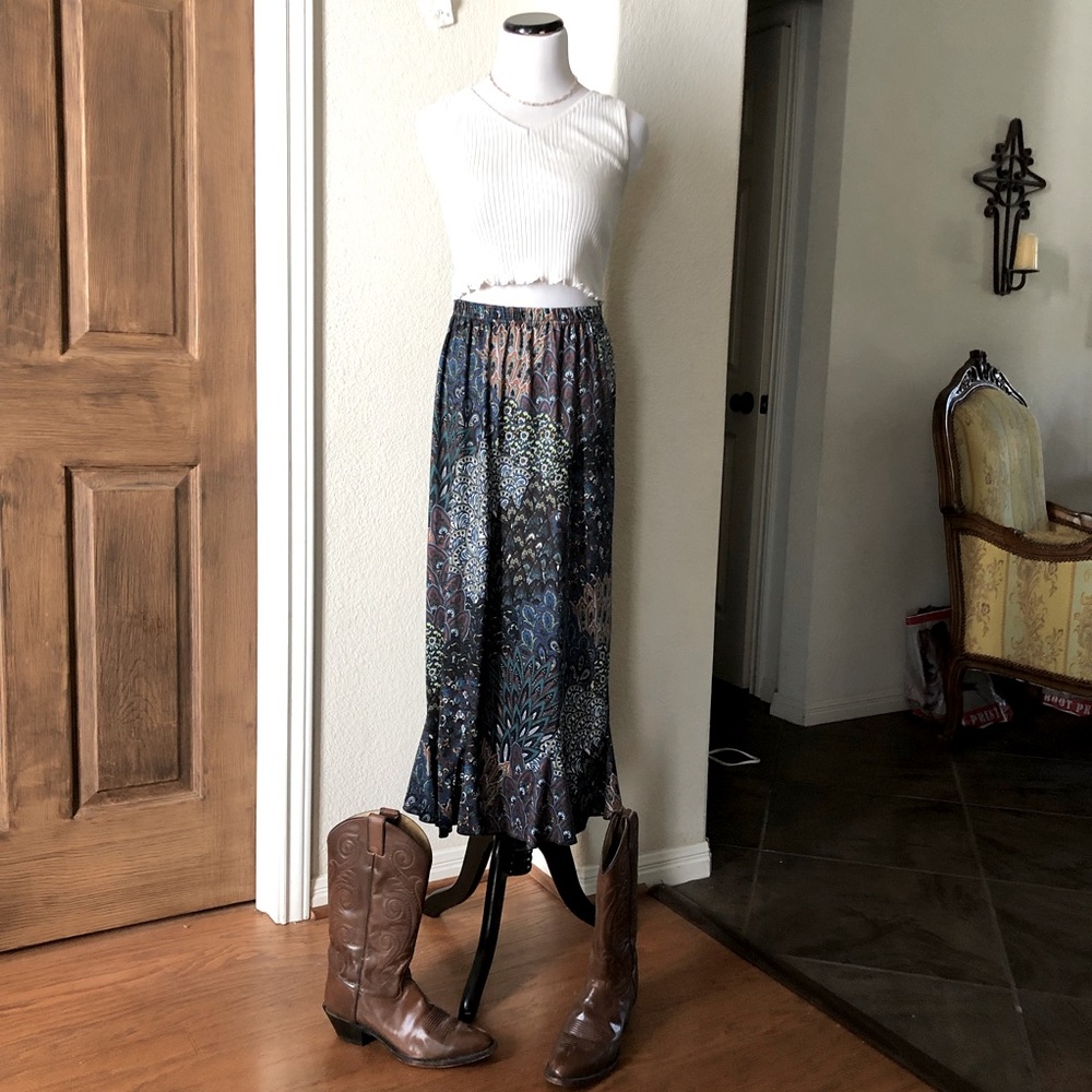 Vintage Midi Cottage Core Miss Ashley Pull on Skirt Size XL Tiered - Picture 7 of 12